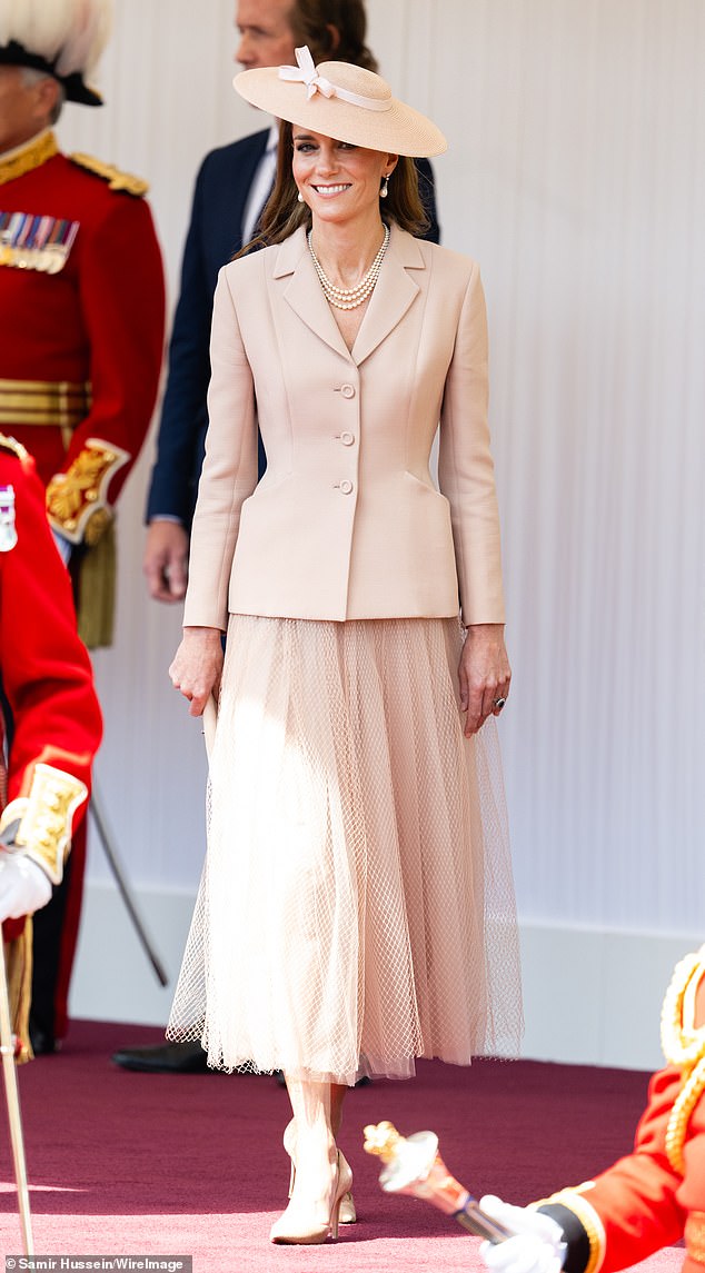 Kate wore a Dior two-piece of the state visit of President Emmanuel Macron and his wife Brigitte, proving her confersion to designer brands is complete