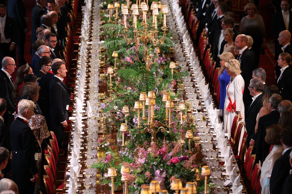 France's President Emmanuel Macron and the royals.