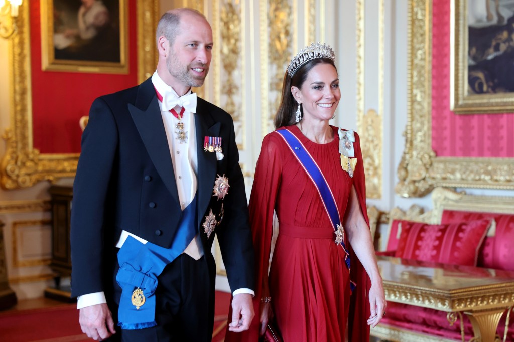 Prince William, Prince of Wales and Catherine, Princess of Wales attend the French state banquet at Windsor Castle.