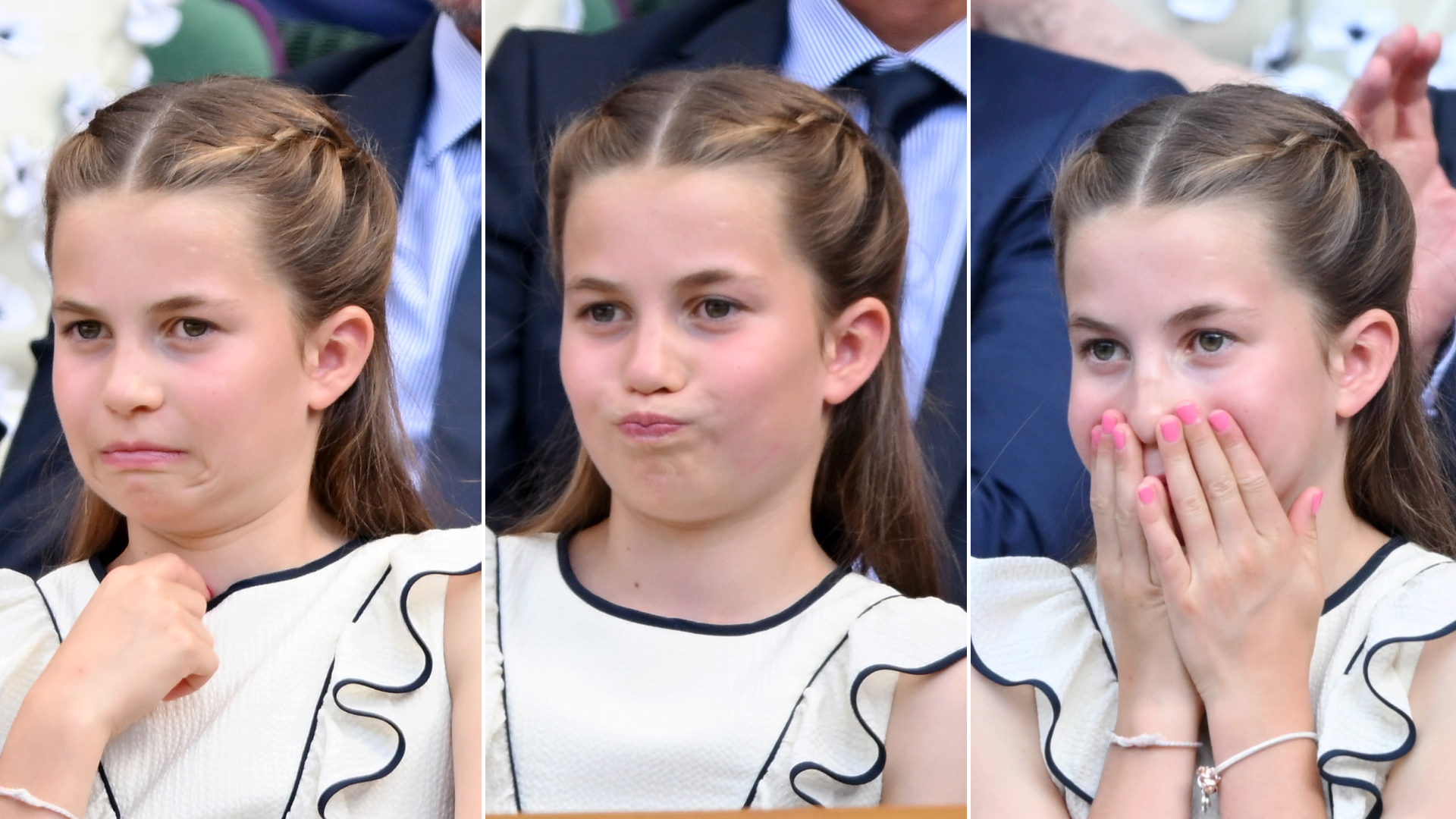 Princess Charlotte at Wimbledon making funny facial expressions