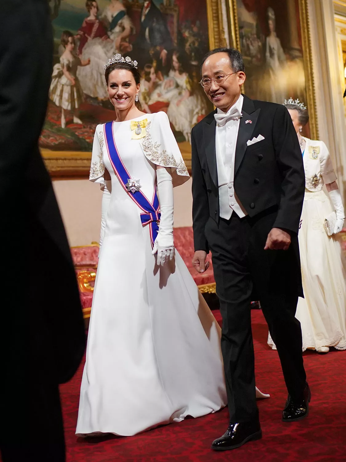 Catherine, Princess of Wales and Choo Kyung-ho Deputy Prime Minister of South Korea attend the State Banquet at Buckingham Palace with guests on November 21, 2023 in London, England. King Charles is hosting Korean President Yoon Suk Yeol and his wife Kim Keon Hee on a state visit from November 21-23. It is the second incoming state visit hosted by the King during his reign