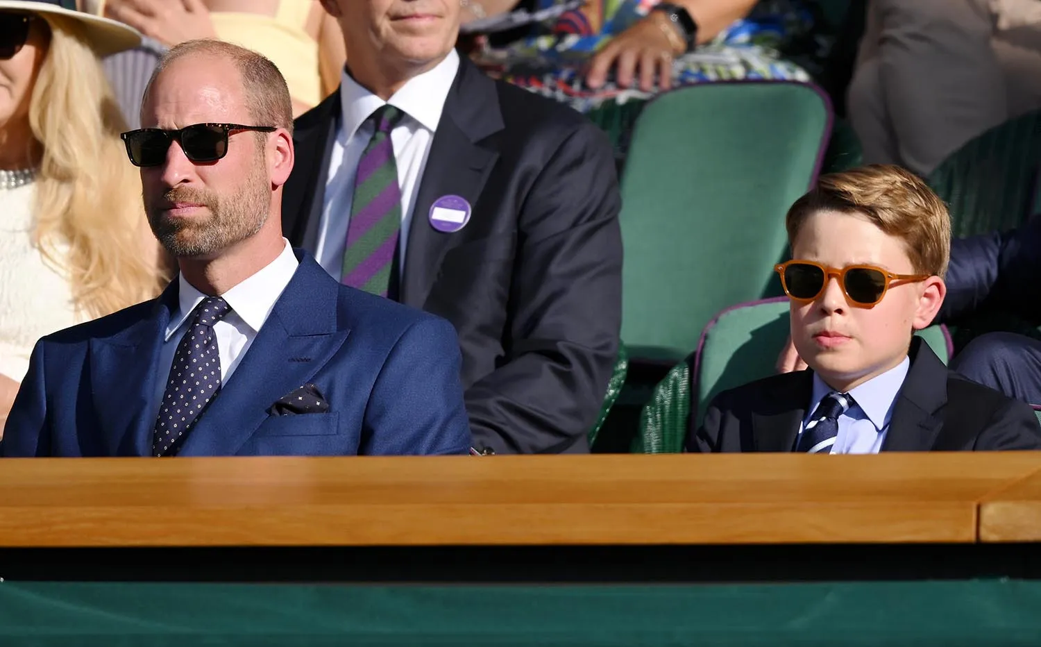 Prince William, Prince of Wales and Prince George of Wales attend day fourteen of the Wimbledon Tennis Championships at the All England Lawn Tennis and Croquet Club at All England Lawn Tennis and Croquet Club on July 13, 2025 in London, England.