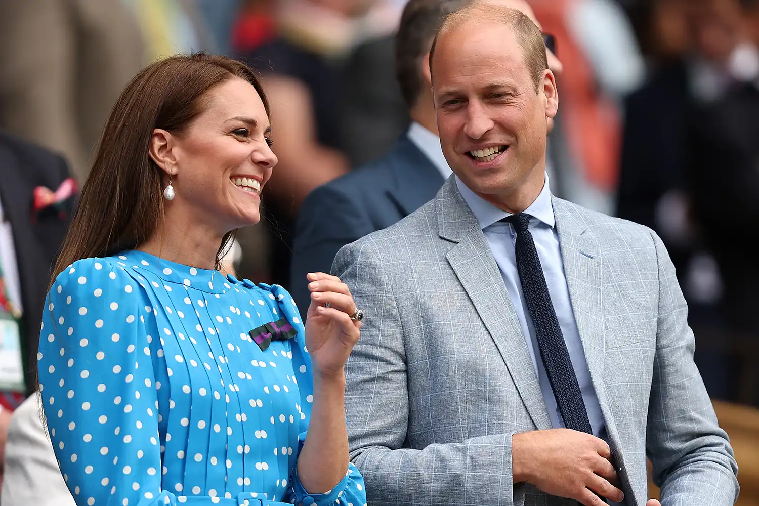 Catherine, Duchess of Cambridge and Prince William, Duke of Cambridge watch from the Royal Box as Novak Djokovic of Serbia wins against Jannik Sinner of Italy during their Men's Singles Quarter Final match on day nine of The Championships Wimbledon 2022 at All England Lawn Tennis and Croquet Club on July 05, 2022 in London, England.