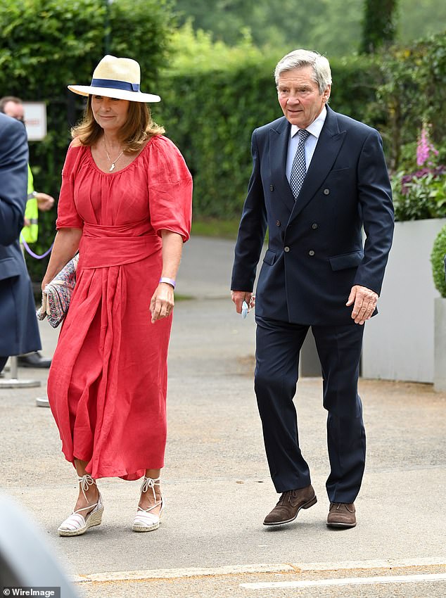 Carole and Micheal at Wimbledon in 2021. Kate's parents, Carole and Michael, along with her brother James and sister Pippa supported Kate's recovery at her home in Windsor, which is near their own homes, after her cancer diagnosis