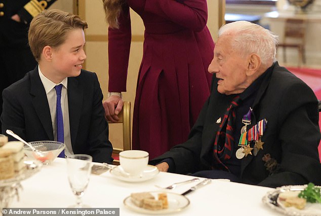 Prince George gained the nickname PG Tips - like the tea! He is pictured at a tea party for veterans and members of the Second World War generation