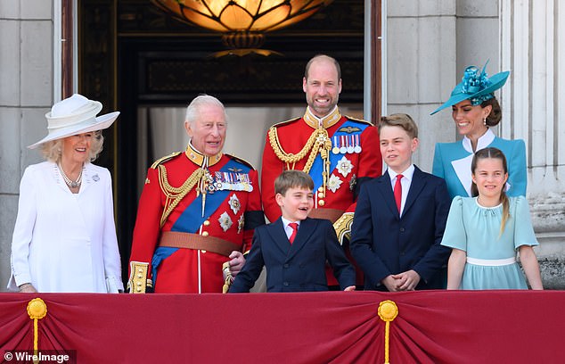 Three generations are pictured together at this year's Trooping the Colour