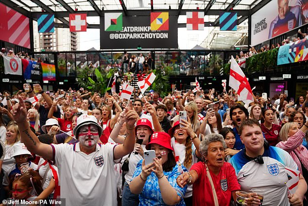 England fans during a screening of the UEFA Women's Euro 2025 final match between England and Spain