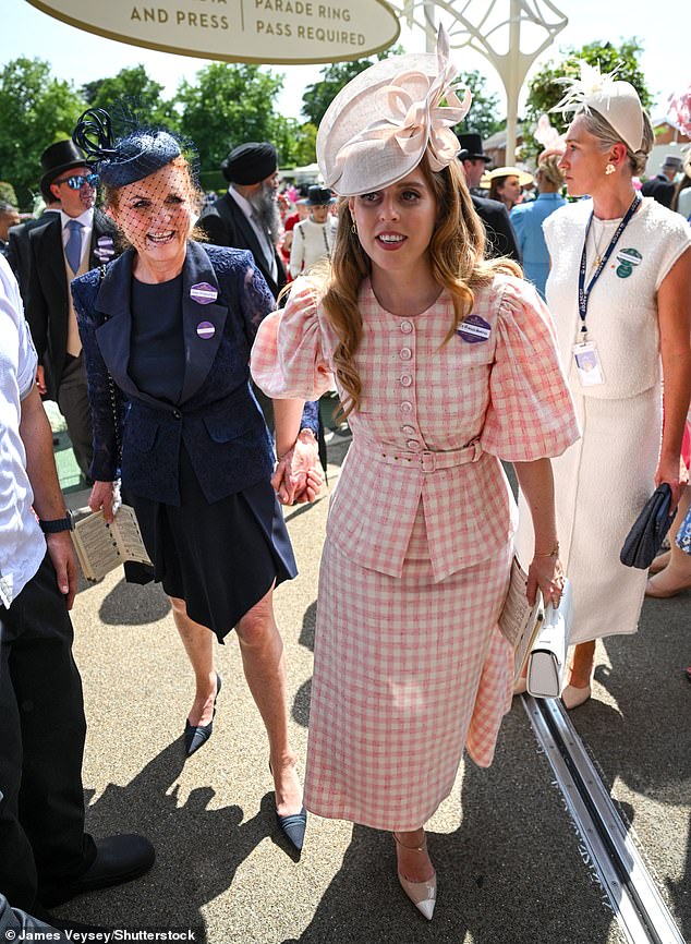 At Royal Ascot, Beatrice opted for a pink gingham co-ord from Beulah's collaboration with VCH and The FairGround founder Ginnie Chadwyck-Healey