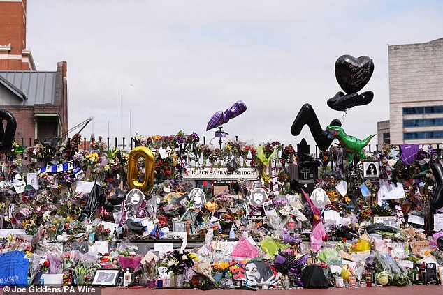 Black Sabbath Bridge in Birmingham has been awash with memorial messages and displays