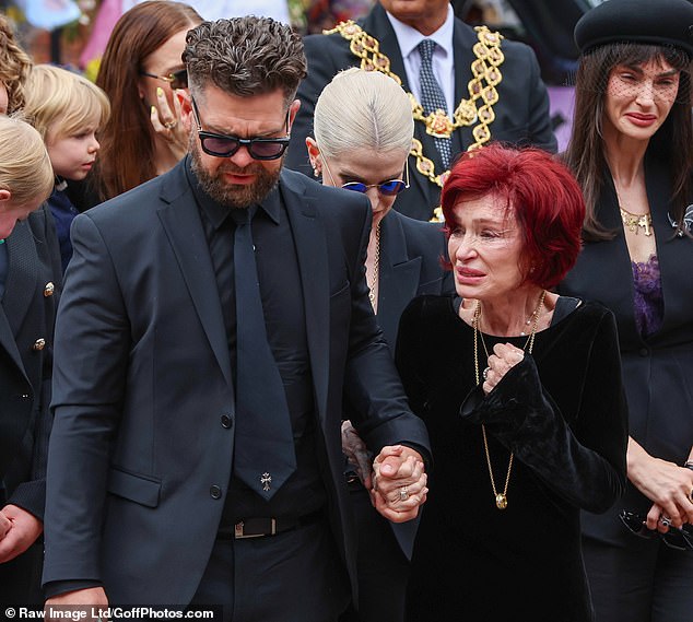 Sharon Osbourne was emotional as she was seen in Birmingham today with son Jack