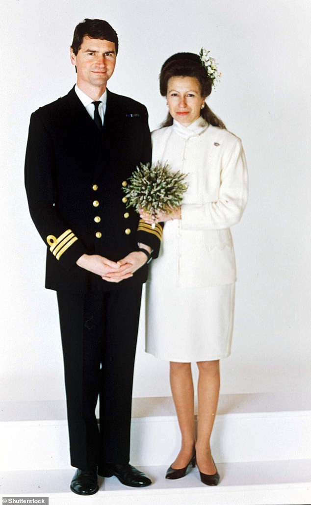 Princess Anne with her second husband Sir Tim Laurence in December 1992. When the couple married Anne became the first divorcee royal to remarry in over 450 years
