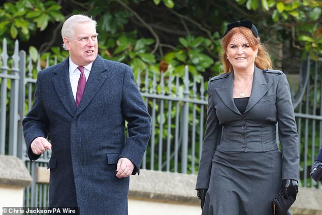 Prince Andrew and Sarah Ferguson arriving at St George's Chapel in Windsor in February 2024
