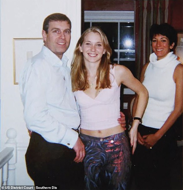 When Andrew's name was linked to Jeffrey Epstein's (left) in the 2015 sex trafficking case brought by Virginia Giuffre (centre), his daughters initially sided with him