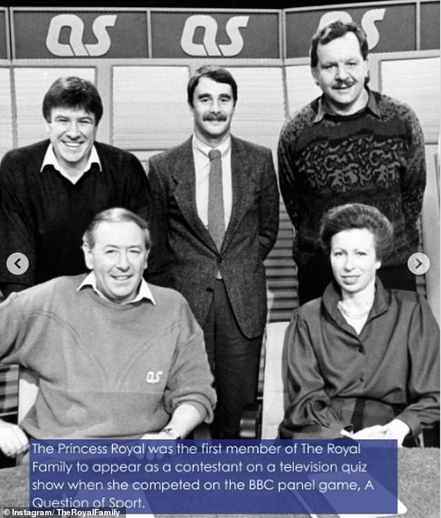 The Royal Family shared a selection of facts about Anne, including that she was the first member of the family to appear on a quiz show (pictured)