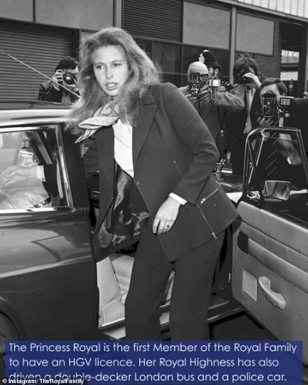 Anne was seen stepping out of a vehicle in the slide explaining that she's the first member of her family to have a HGV licence