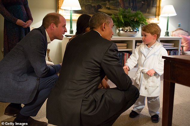A young Prince George meets US President Barack Obama in Kensington Palace in 2016