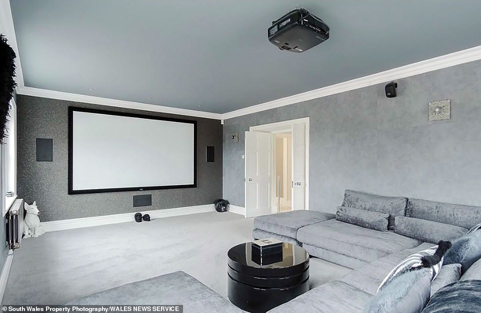Llwynddu House boasts this private cinema area as well as its very own on-site leisure centre, stables and floodlit tennis courts. The property is now on the market for £2.6 million