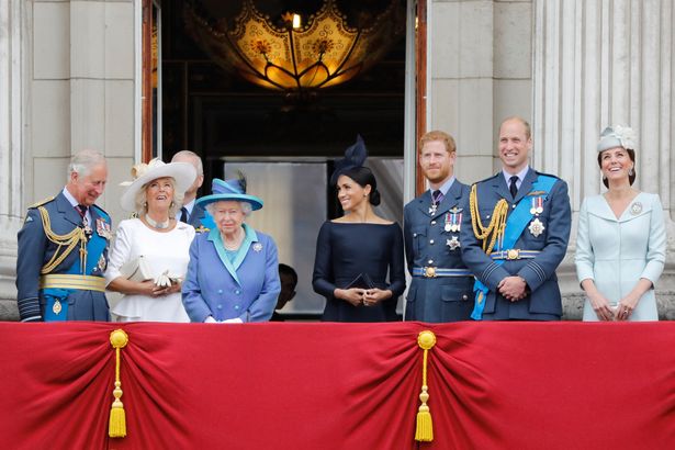 Harry and Meghan with the royals before quitting their royal roles 