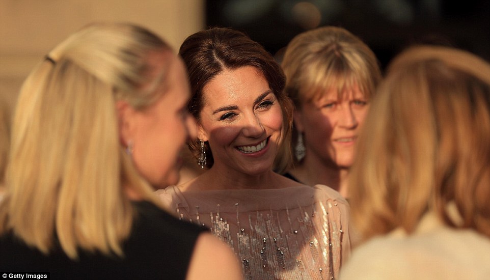 The Duchess was all smiles as she mingled with guests at the glittering reception