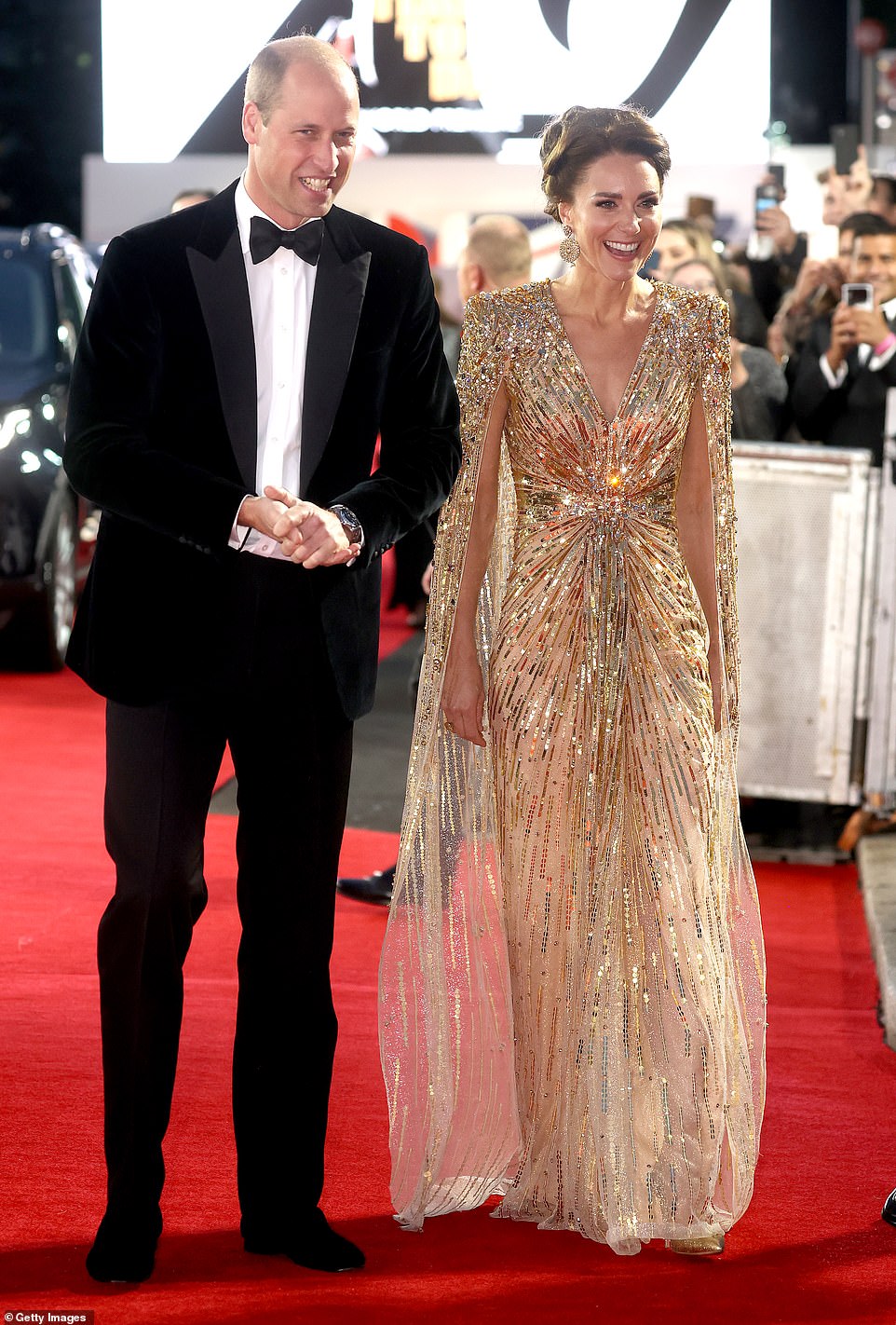 William and Kate appeared in high spirits as they walked the red carpet ahead of the No Time To Die world premiere at the Royal Albert Hall