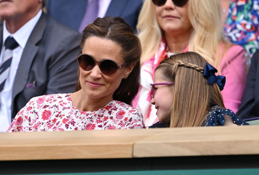 Pippa Middleton and Princess Charlotte in the Royal Box on Centre Court Wimbledon Tennis Championships, Day 14, The All England Lawn Tennis and Croquet Club, London, UK
