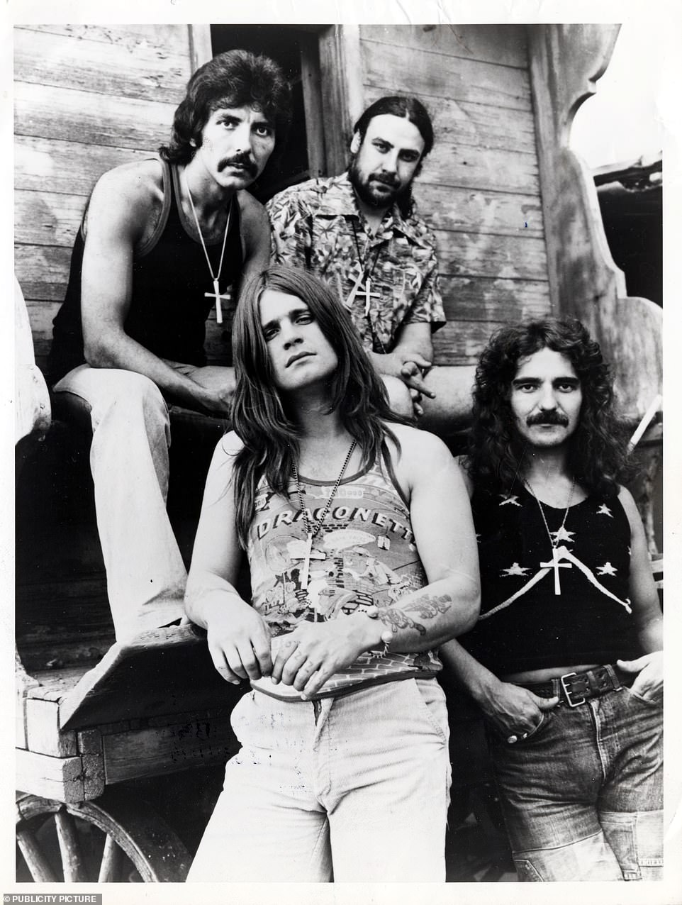 Osbourne with Black Sabbath bandmates Iommi, Butler and Ward in 1976, the year that the band released album Technical Ecstasy