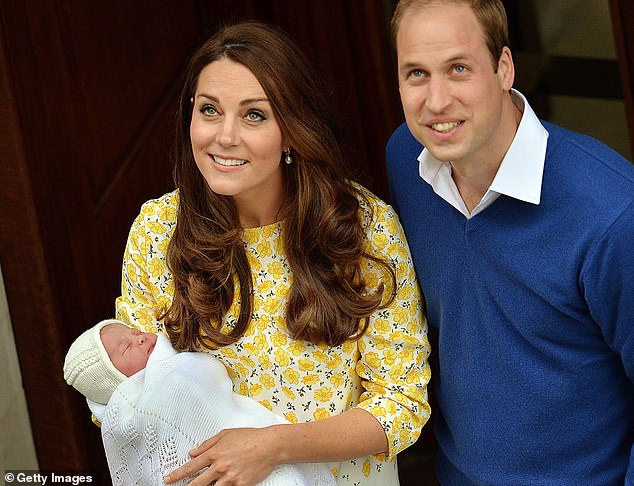 Princess Charlotte, third in line to the throne, was born on May 2, 2015, at the Lindo Wing of St Mary's hospital. Pictured: The Prince and Princess of Wales stepping out of the hospital with their newborn