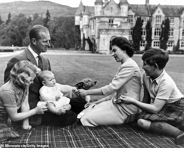 Prince Andrew was born on February 19, 1960, at 3.30pm weighing 7lb 3oz. Like his elder brother King Charles, he was also born at Buckingham Palace but in the Belgian suite. Pictured: Queen Elizabeth, Prince Philip, with their children Princess Anne, Prince Charles and baby Prince Andrew
