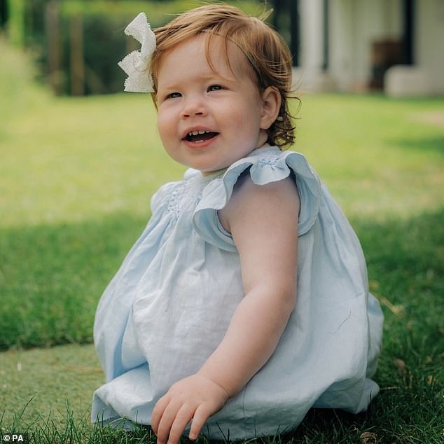 When she was born Lili weighed 7lbs 11oz, almost the exact same as her cousin Mia Tindall, with the announcement of her birth being made by Meghan's press secretary on June 6. Pictured: A photo of Princess Lili on her first birthday
