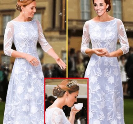 Princess Catherine STUNS World In Ice-Blue Lace Gown and Diana’s Pearl Jewelry Set At Royal Tea PartyKate in Icy Blue Temperley for Tea, On To The Rainforest
