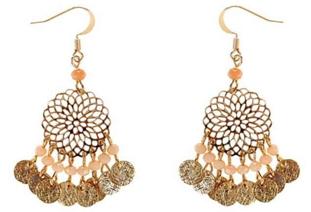 She paired the £8 golden earrings, featuring a filigree medallion, faceted beads and hammered drop coins, with outfits by local designer Anita Dongre, Topshop and Glamorous, showcasing their versatility