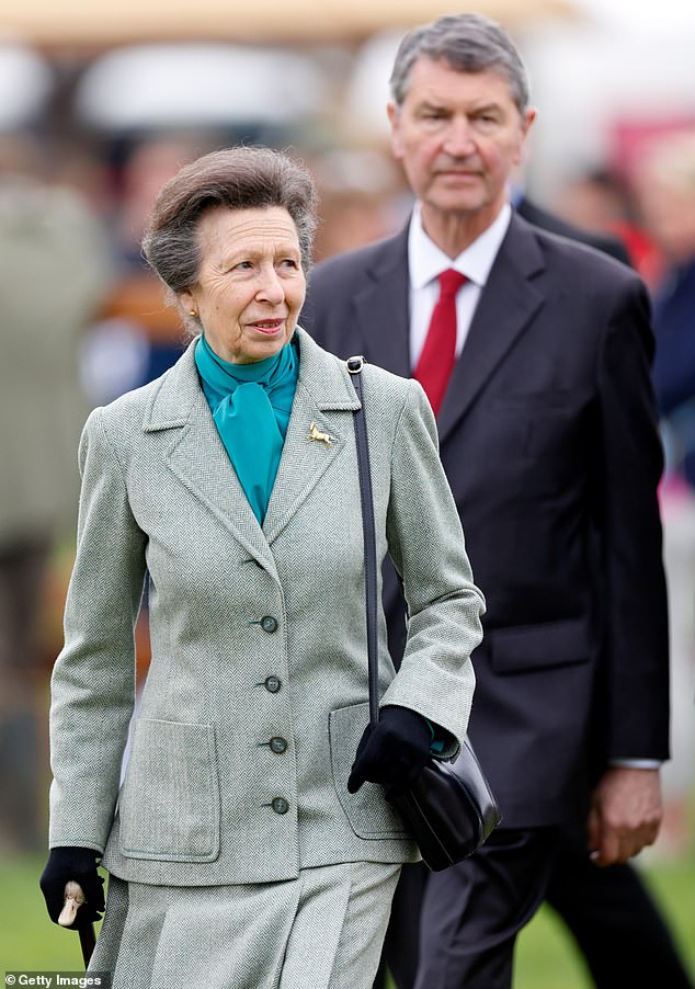 Princess Anne has said retirement isn't likely for her (seen with Vice Admiral Sir Timothy Laurence at the Windsor Horse Show last May)