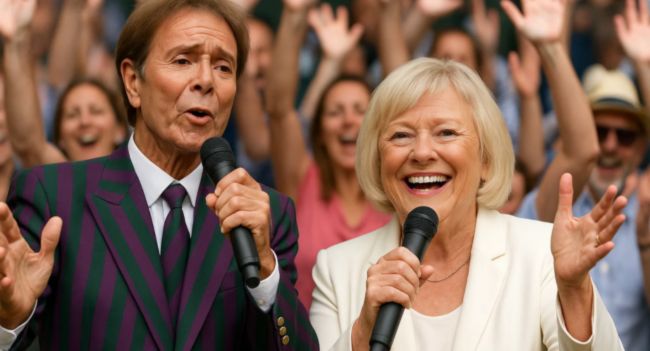 “We’ve Got Silver in Our Hair—But the Music’s Still Gold…” The line slipped from Sue Barker’s lips so naturally, you’d think it had always belonged to her. But when Sir Cliff Richard strummed the opening of “Apache” and Sue began to softly sing, Centre Court froze. No announcement. No rehearsal. Just two British legends turning a sunny Wimbledon afternoon into the most unexpected singalong of the summer. Sue—tennis icon, national treasure—joined her lifelong friend Cliff with lyrics they’d secretly written together. The crowd gasped. Then smiled. Then wiped their eyes. Because this wasn’t just music. It was memory, mischief, and magic wrapped into one moment. Watch the heart-melting scene below 👇👇