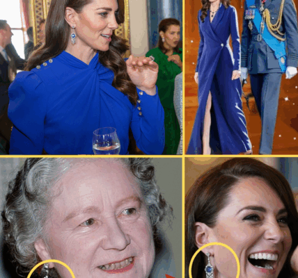 CATHERINE STEPS INTO SPOTLIGHT with Daring Blue Dress and Sparkling Fringe Earrings Inherited from the Queen Mother At Diplomatic Reception