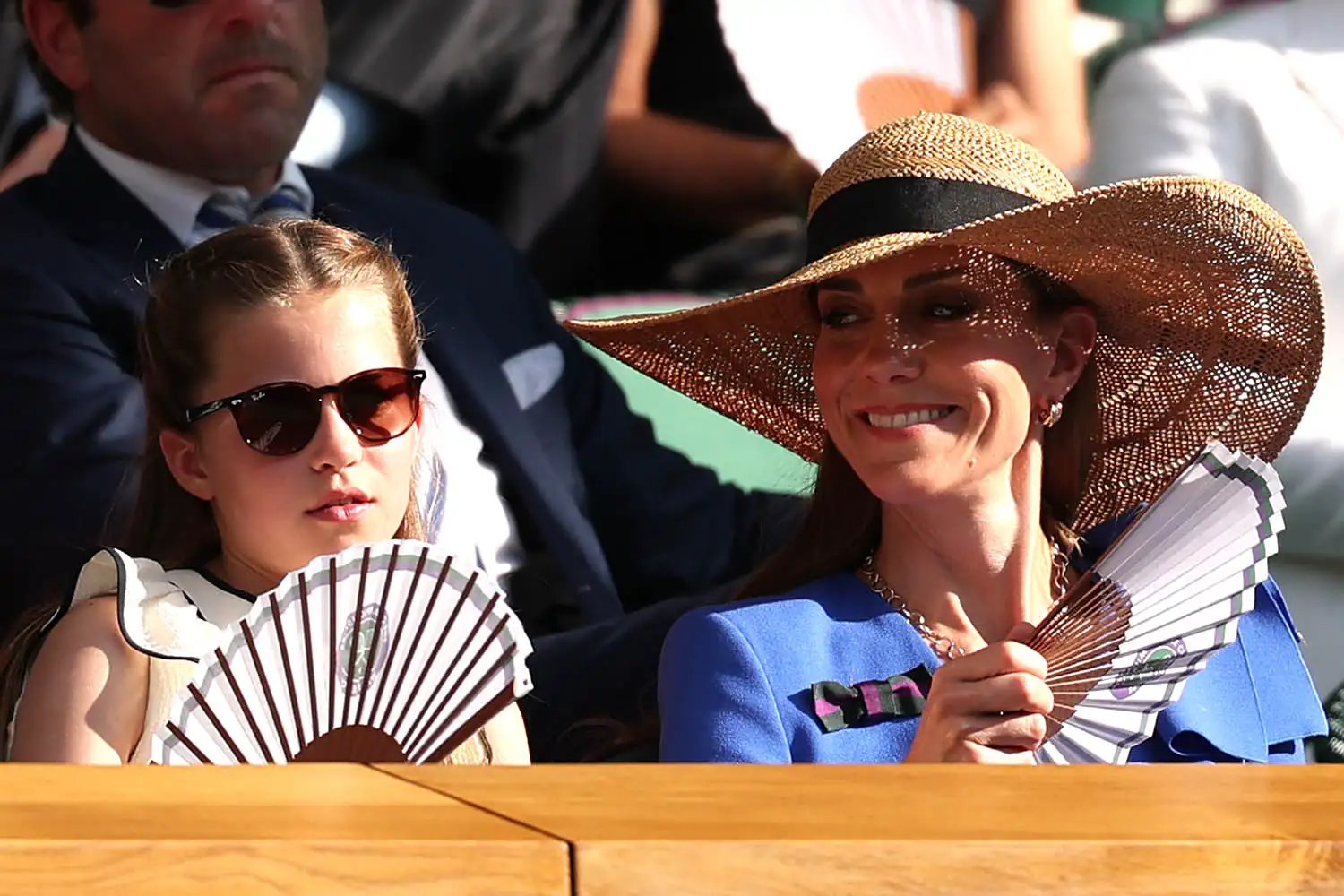 Princess Charlotte of Wales and Catherine, Princess of Wales, on day fourteen of The Championships Wimbledon 2025 at All England Lawn Tennis and Croquet Club on July 13, 2025 in London, England. 
