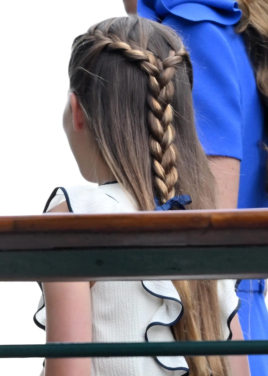 Princess Charlotte of Wales, hair detail, attends day fourteen of the Wimbledon Tennis Championships at the All England Lawn Tennis and Croquet Club at All England Lawn Tennis and Croquet Club on July 13, 2025 in London, England
