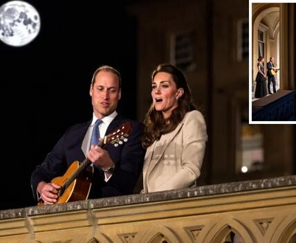 After a state banquet filled with formality, William gave Kate a surprise no one expected. He slipped out onto the palace balcony, guitar in hand, and began playing their old university song beneath the night sky Kate appeared, smiled, and began singing along. Staff were stunned. The children pressed their faces to the glass, laughing and whispering. “It was like a royal rom-com,” one insider said