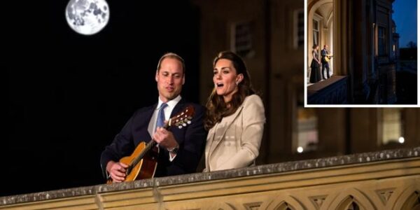 After a state banquet filled with formality, William gave Kate a surprise no one expected. He slipped out onto the palace balcony, guitar in hand, and began playing their old university song beneath the night sky Kate appeared, smiled, and began singing along. Staff were stunned. The children pressed their faces to the glass, laughing and whispering. “It was like a royal rom-com,” one insider said