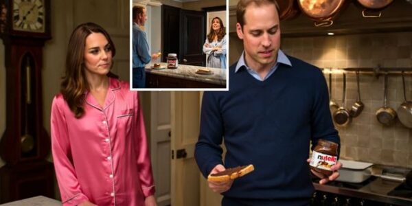The Royal Nutella Scandal at 2 A.M.  Insiders say Prince William was busted sneaking into the palace kitchen at 2 a.m. — on a mission for Nutella toast. When Kate caught him red-handed, he shrugged and said: “Future kings get hungry too.” Kate’s response? The ultimate royal burn: “I’ll be royally locking the Nutella jar from now on”