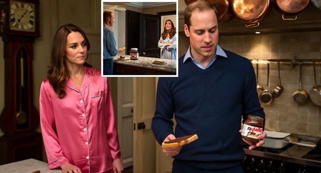 The Royal Nutella Scandal at 2 A.M.  Insiders say Prince William was busted sneaking into the palace kitchen at 2 a.m. — on a mission for Nutella toast. When Kate caught him red-handed, he shrugged and said: “Future kings get hungry too.” Kate’s response? The ultimate royal burn: “I’ll be royally locking the Nutella jar from now on”