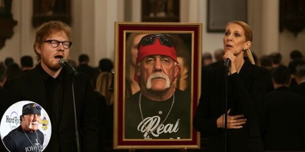 At Hulk Hogan’s Emotional Farewell in Clearwater, Two Unexpected Voices Silenced the Crowd — Ed Sheeran and Celine Dion. Ed, Fighting Back Tears, Said, “He Made You Believe In Standing Tall When the World Knocked You Down.” Celine, Fragile Yet Radiant, Recalled His Warmth: “He Hugged Me Like I Was Family.” Then Came a Duet No One Saw Coming — Their Unreleased Tribute Song “Still Standing Tall.” as Celine’s Voice Soared and Ed’s Guitar Echoed Through the Church, Even Hogan’s Daughter Wept. WWE Legend RIC Flair Whispered, “This Wasn’t a Song. It Was a Goodbye Worthy of a Giant.” Hulk Hogan May Be Gone, but Through Their Music, His Spirit Rose for One Last Fight — and Won.