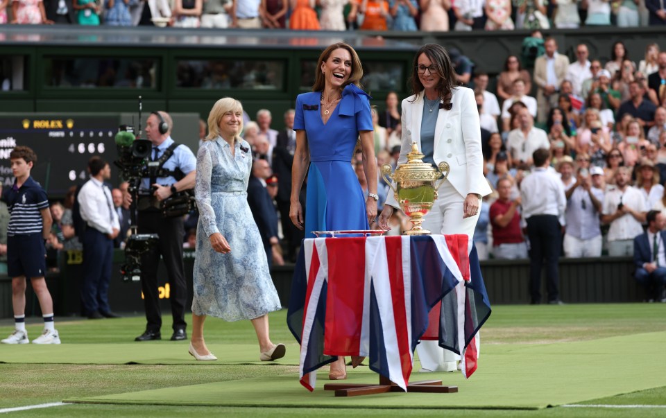 Catherine, Princess of Wales, presenting the Gentlemen's Singles Trophy at Wimbledon.