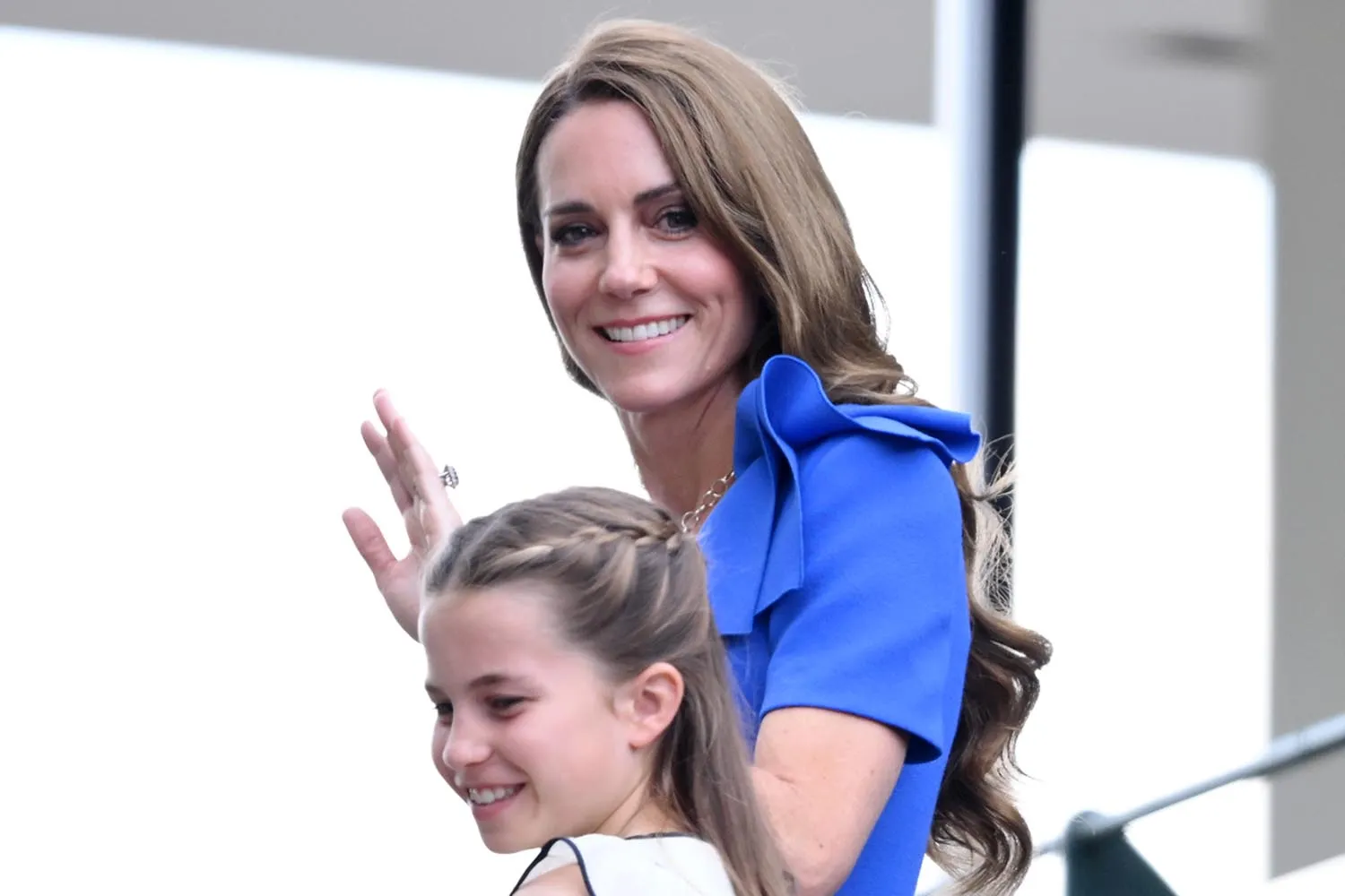 Princess Charlotte of Wales, Catherine, Princess of Wales and Prince George of Wales attend day fourteen of the Wimbledon Tennis Championships at the All England Lawn Tennis and Croquet Club at All England Lawn Tennis and Croquet Club on July 13, 2025 in London, England. 
