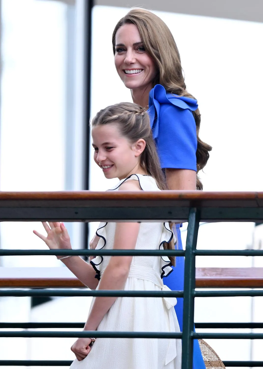 Catherine, Princess of Wales and Princess Charlotte of Wales attend day fourteen of the Wimbledon Tennis Championships at the All England Lawn Tennis and Croquet Club at All England Lawn Tennis and Croquet Club on July 13, 2025 in London, England.