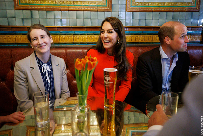 Kate Middleton with a pint of beer