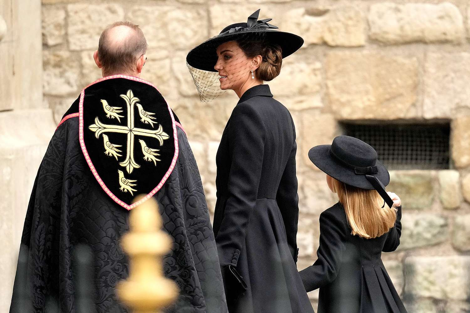 Kate Middleton, George and Charlotte Arrive at Queen's State Funeral