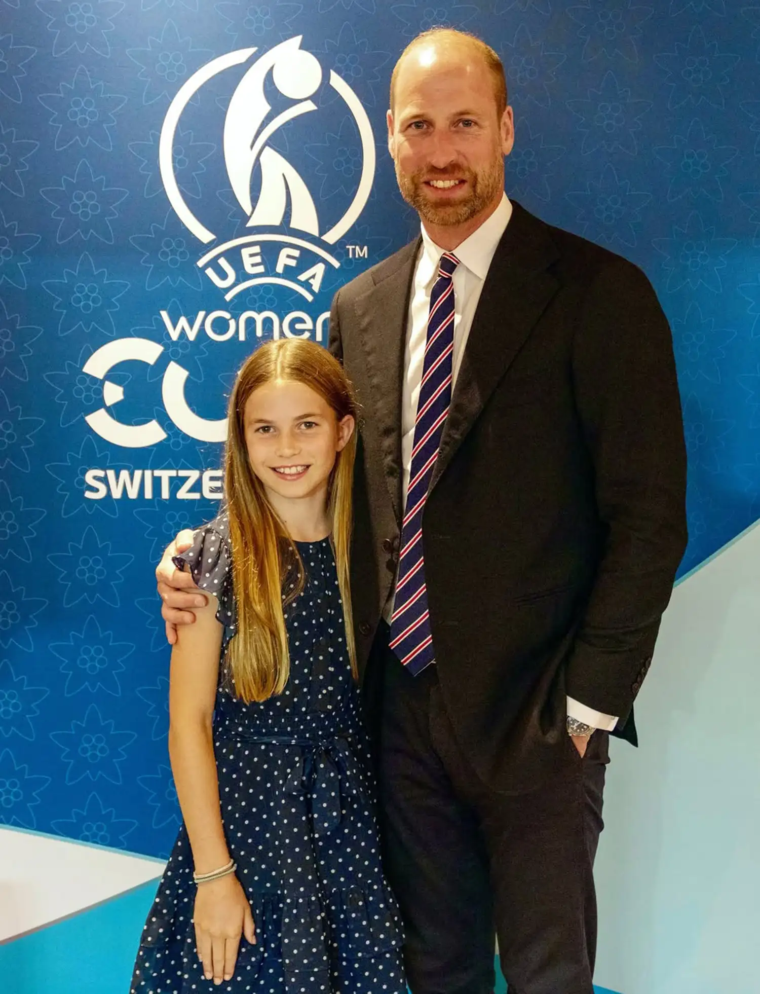 William, Prince Of Wales And His Daughter Princess Charlotte Of Wales During UEFA Women'S Euro 2025 - Final - England Vs Spain, UEFA European Football Championship In Basel, Switzerland, July 27 2025