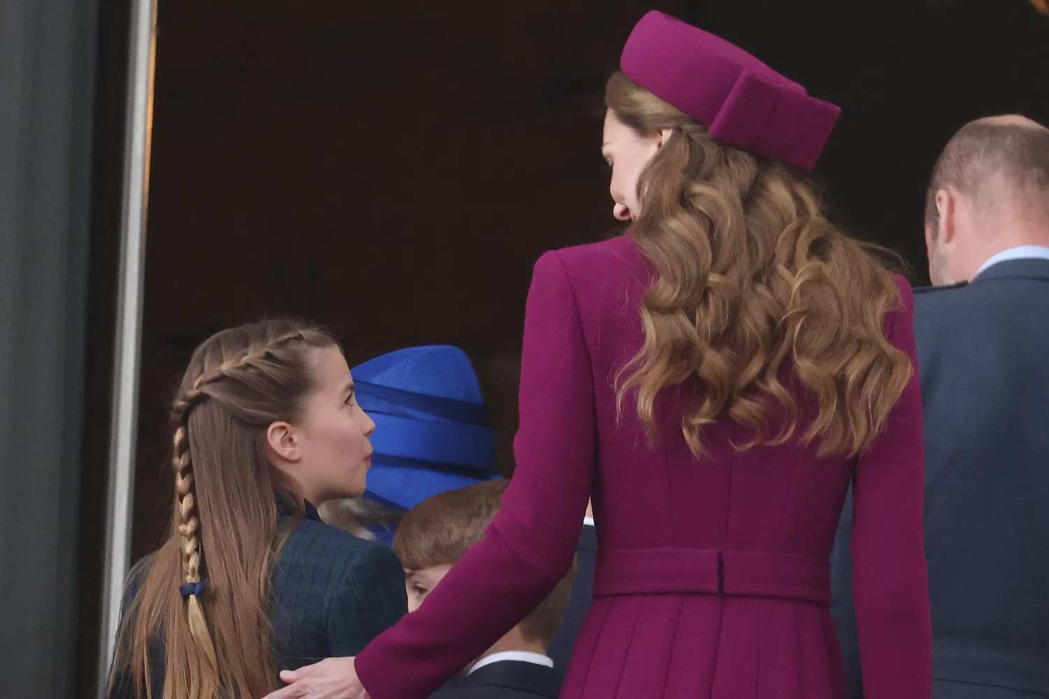 Catherine, Princess of Wales and Princess Charlotte of Wales on the balcony of Buckingham Palace during the military procession to mark the 80th anniversary of VE Day