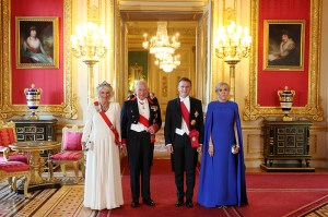 WINDSOR, ENGLAND - JULY 08: Queen Camilla, King Charles III, President of France, Emmanuel Macron and Brigitte Macron attend the State Banquet at Windsor Castle on July 08, 2025 in Windsor, England. President Emmanuel Macron and Mrs Brigitte Macron visit the UK in the first visit State Visit made by France in 17 years. They are staying at Windsor Castle, hosted by King Charles III and Queen Camilla, and a banquet will be held there in their honour. The Macrons will visit Imperial College, and the President will address Parliament during his stay. (Photo by Chris Jackson/Getty Images)