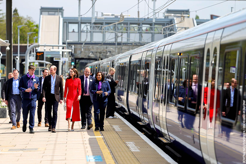 William and Kate get on the Elizabeth Line
